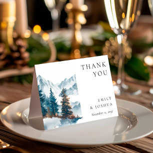 Carte De Remerciements Hiver Montagnes Pine Tree Mariage