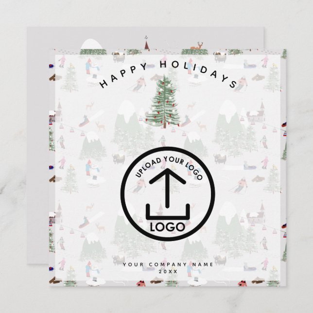 Carte De Remerciements Hiver Ski de neige Vacances Entreprise Logo (Devant / Derrière)