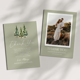 Carte De Remerciements Hiver Snowy Pine Tree Mariage photo personnalisé