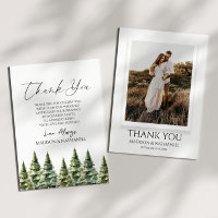 Hiver Snowy Pine Tree Mariage photo personnalisé