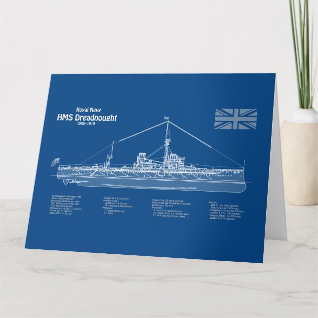 Carte De Remerciements HMS Dreadnoud - Plan d'expédition ABD (Devant)