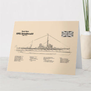 Carte De Remerciements HMS Dreadnoud - Plan directeur des navires SD