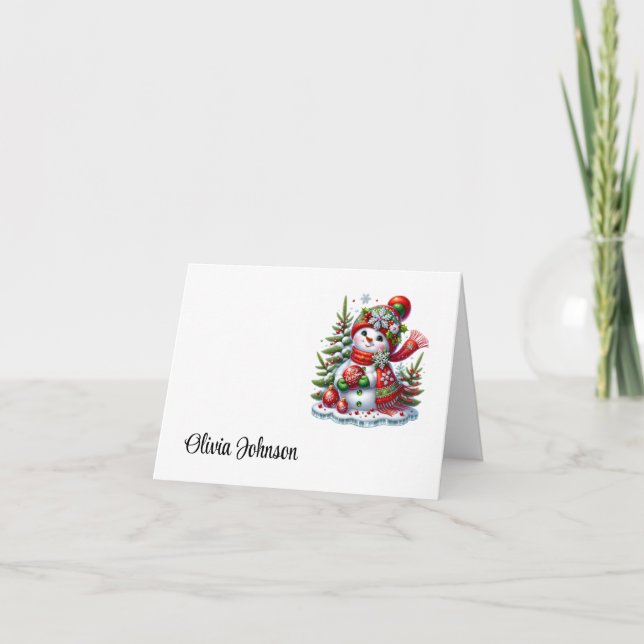 Carte De Remerciements Holiday Custom Name Folded Note Cards (Devant)