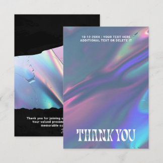 Carte De Remerciements Holographic Groovy Retro Grunge Photo or Logo
