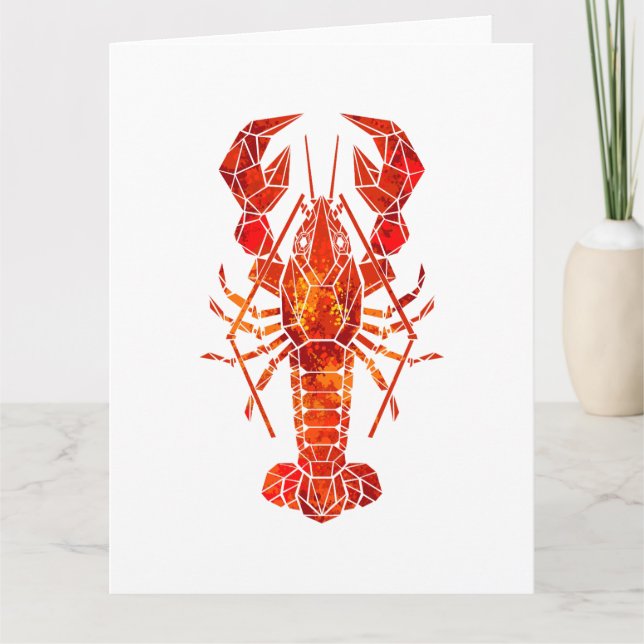Carte De Remerciements Homard polygonal rouge (Devant)