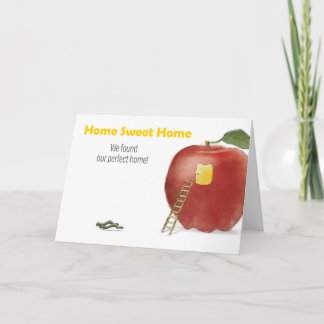 Carte De Remerciements Home Sweet Home Worm and Apple Moving Announcement