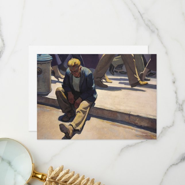 Carte De Remerciements Homme oublié par Maynard Dixon (Devant/Arrière en situation)