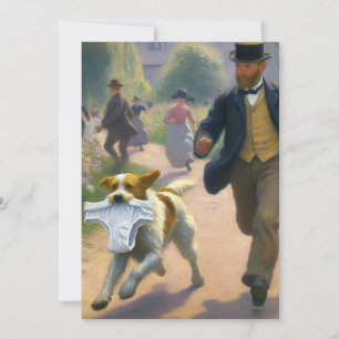 Carte De Remerciements Homme pourchassant chien avec sous-vêtements