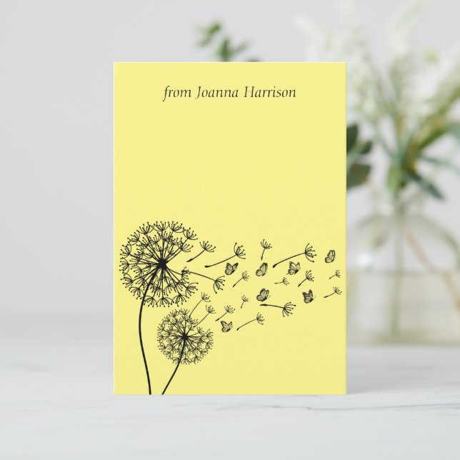 Carte De Remerciements Horloge Dandelion personnalisée avec papillons (Debout devant)