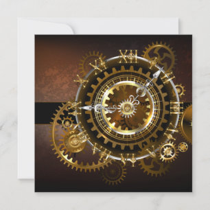 Carte De Remerciements Horloge Steampunk avec des engrenages anciens