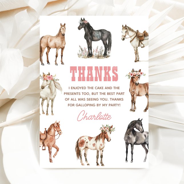 Carte De Remerciements Horse Birthday Pony Party (Créateur téléchargé)