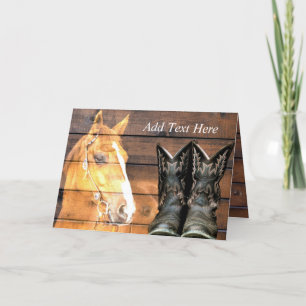 Carte De Remerciements Horse Cowboy Boots Rustic Barque