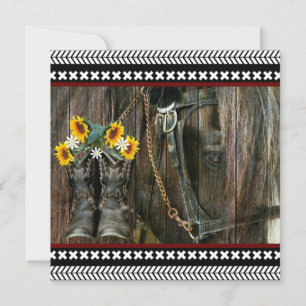 Carte De Remerciements Horse Cowboy Boots Sunflowers Rustic Barque