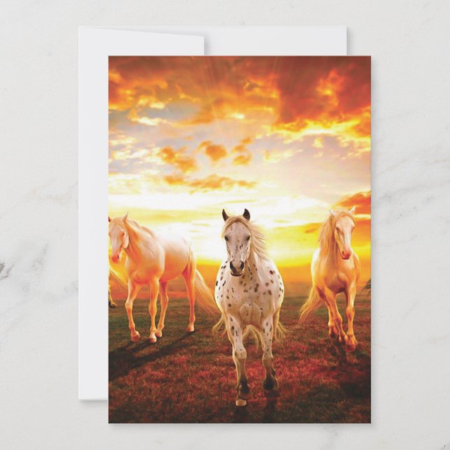 Carte De Remerciements Horses at sunset throw pillow (Devant)