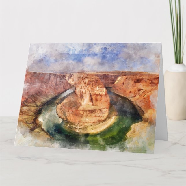Carte De Remerciements Horseshoe Bend in Grand Canyon aquarelle (Devant)