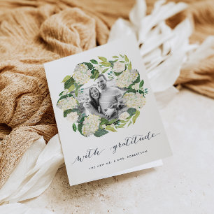 Carte De Remerciements Hortensia blanc   Remerciement de photo de mariage