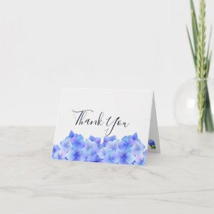 Carte De Remerciements Hortensia bleu aquarelle