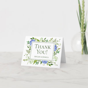 Carte De Remerciements Hortensias Bleus Sentiment Plissé