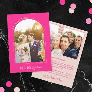 Carte De Remerciements Hot Pink Arch Mariage Photo Love & Thanks