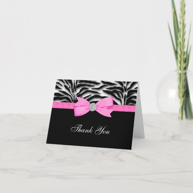 Carte De Remerciements Hot Pink Zebra Thank You Cards (Devant)