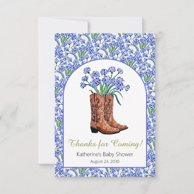 Carte De Remerciements Howdy Baby Bluebonnets Baby shower Cowboy (Devant)