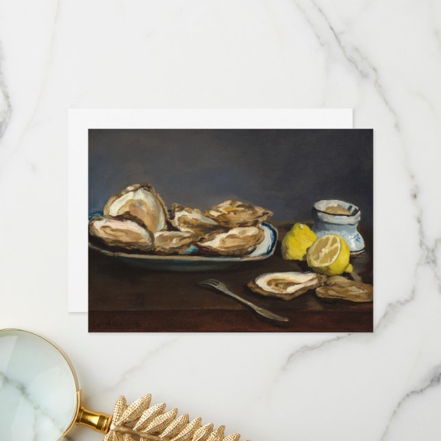 Carte De Remerciements Huîtres par Edouard Manet (Devant/Arrière en situation)