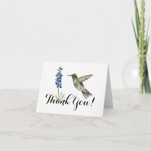 Carte De Remerciements Hummingbird and Bluebonnet blank Thank You