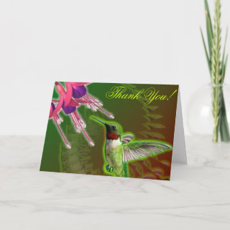Carte De Remerciements Hummingbird and Fuchsia Thank You Card