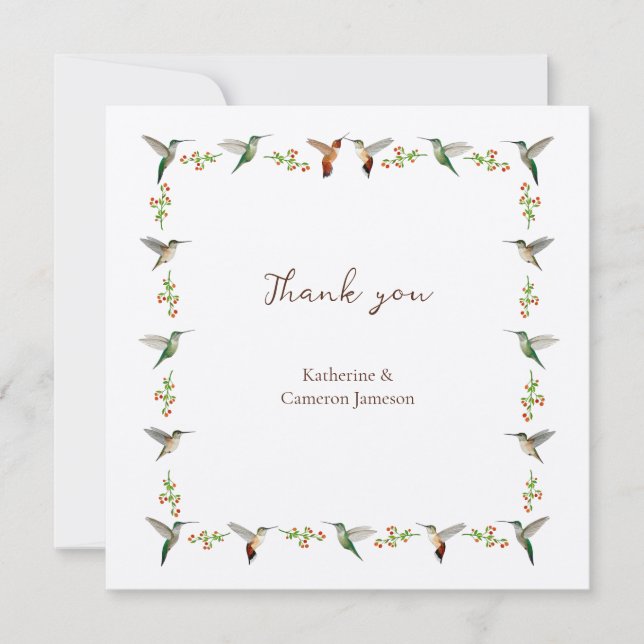 Carte De Remerciements Hummingbird Wedding (Devant)