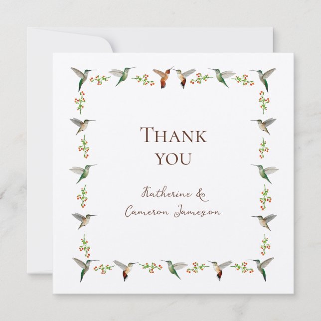 Carte De Remerciements Hummingbird Wedding (Devant)