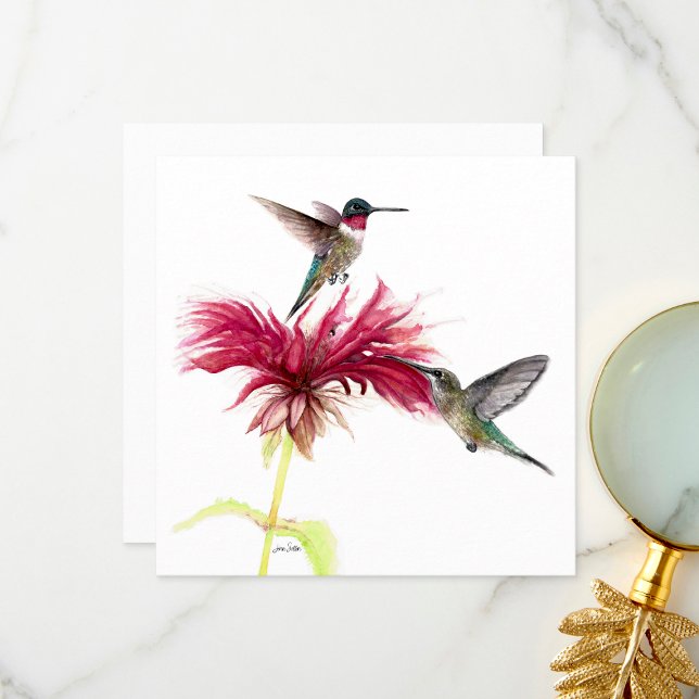 Carte De Remerciements Hummingbirds Floral Watercolor (Hummingbirds Floral Watercolor Thank You Card by Jenn Steffen Art)