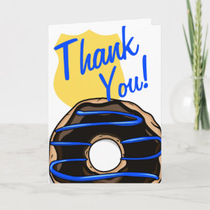 Carte De Remerciements Humour de police mince ligne bleue Doughnut