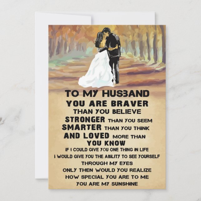 Carte De Remerciements Husband To My Husband You Are Sunshine (Devant)