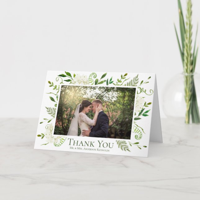 Carte De Remerciements Hydrangea Blanc Floral Aquarelle Mariage Photo (Devant)