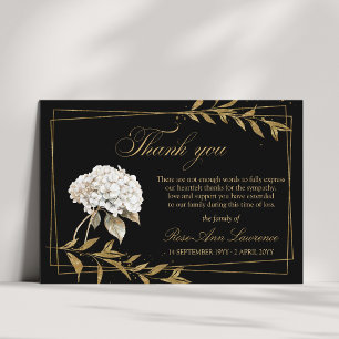 Carte De Remerciements Hydrangea Blanche Élégante pour Funérailles avec F