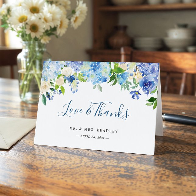 Carte De Remerciements Hydrangea Bleu Clair Aquarelle Florale Remerciemen (Créateur téléchargé)