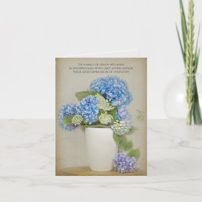 Carte De Remerciements hydrangea bouquet sympathy thank you (Devant)