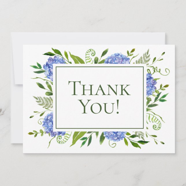 Carte De Remerciements Hydrangeas bleus pour 70e anniversaire (Devant)