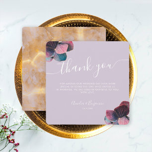 Carte De Remerciements Hydrangeas Élégantes Or Bleu Lavande Violet