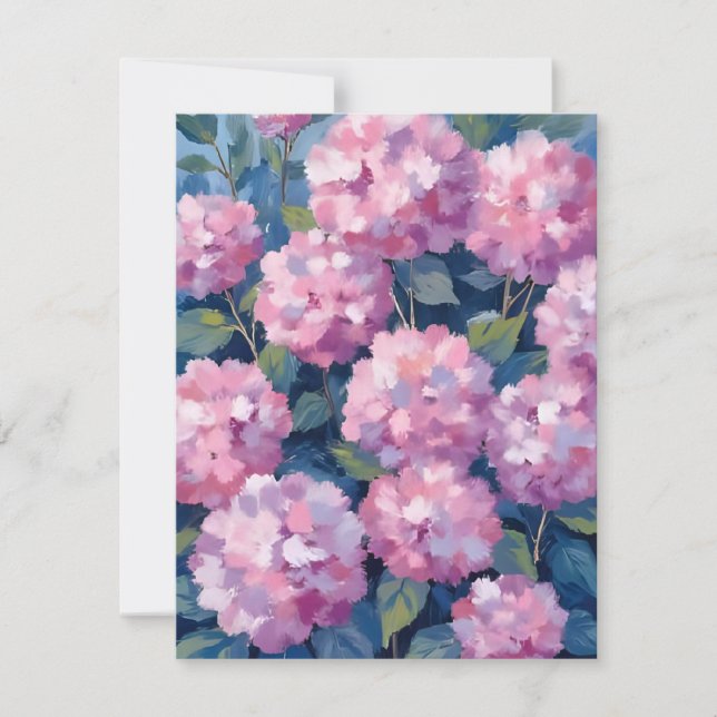 Carte De Remerciements Hydrangeas Florales Rose Pâle (Devant)