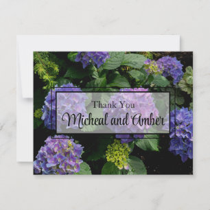 Carte De Remerciements Hydrangeas jardin fleuri bleu violet
