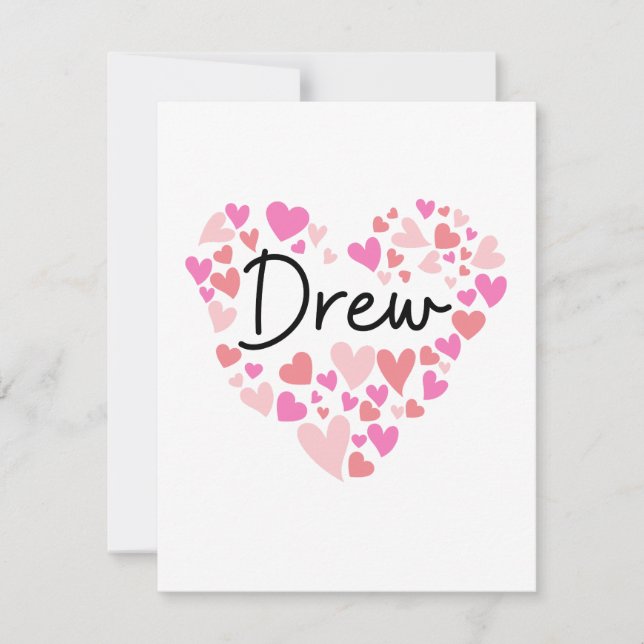 Carte De Remerciements I love Drew - coeurs pour Drew (Devant)