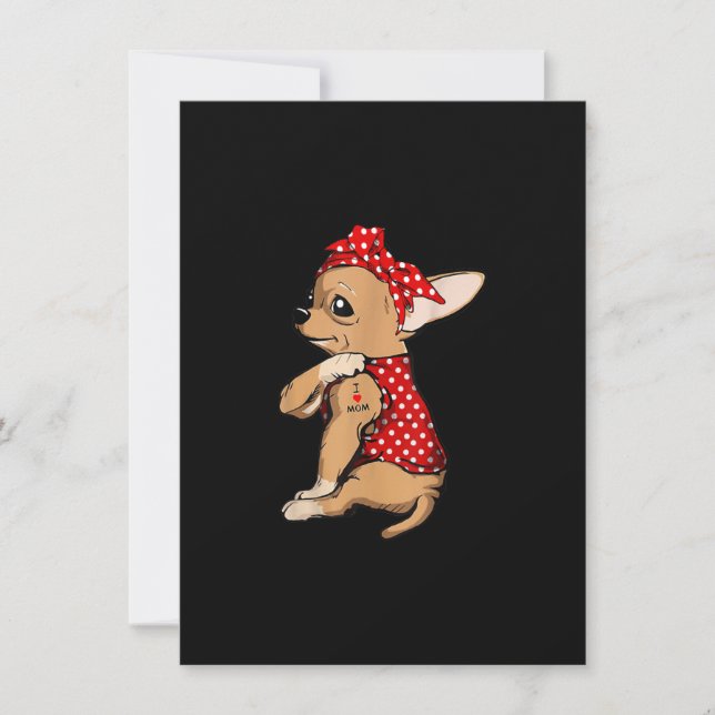 Carte De Remerciements I Love Maman Tattoo Funny Chihuahua Chien portant  (Devant)