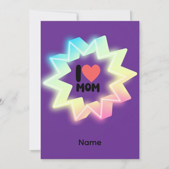 Carte De Remerciements I Love Mom Colorful Neon Star (Devant)