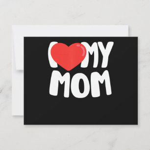 Carte De Remerciements I Love My Mom TShirt avec grand coeur rouge