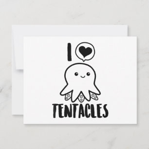 Carte De Remerciements I Love Tentacles T-shirt Cute Octopus Tee