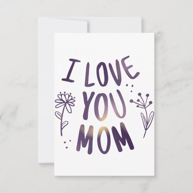 Carte De Remerciements I Love You Maman Floral Mothers Day idées cadeaux (Devant)