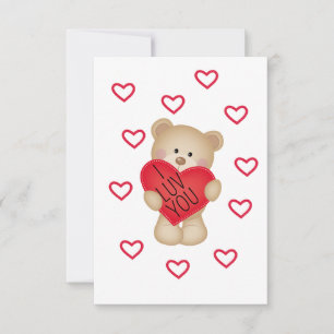 Carte De Remerciements I LUV YOU Teddy Bear Valentine Card