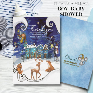 Carte De Remerciements Ice Blue Winter Village Thank You Card | Fairy 