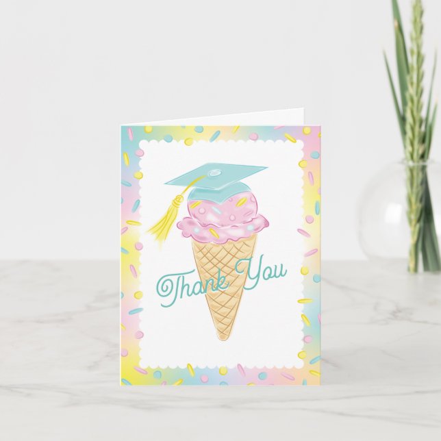 Carte De Remerciements Ice Cream Graduation Party (Devant)